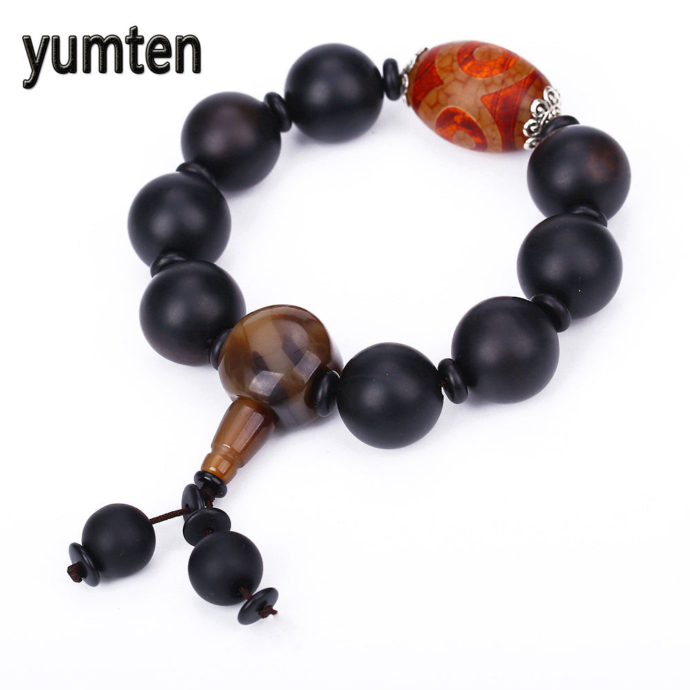 Men Jewelry Grey Agate Bracelet Chinese Style Retro Dzi Beads Natural Quartz Tuia Luna Love Carters Bileklik Buddha Buda