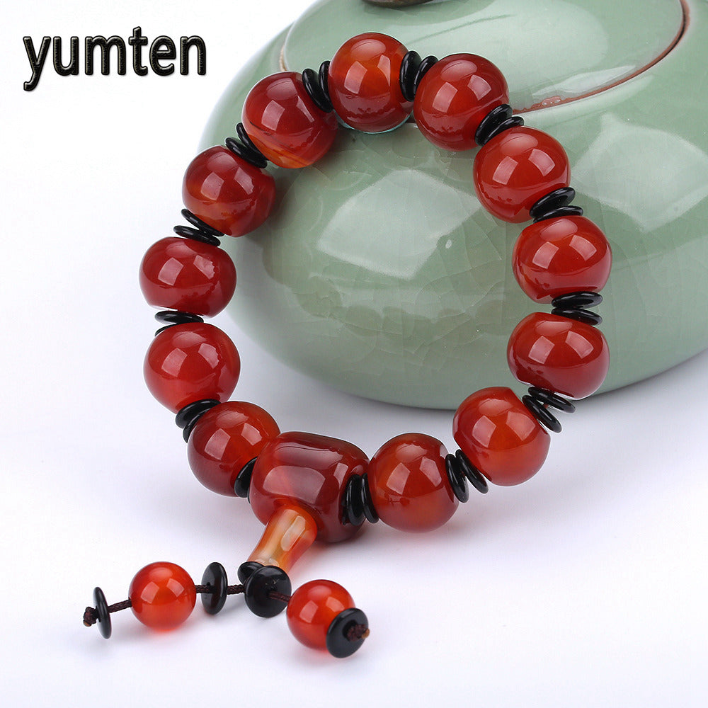 Men Popular Bracelet Natural Agate Beads Crystal Jewelry Chalcedony Beads Lgbt Power Bracelets Femme Buda Wholesale 5 PCS