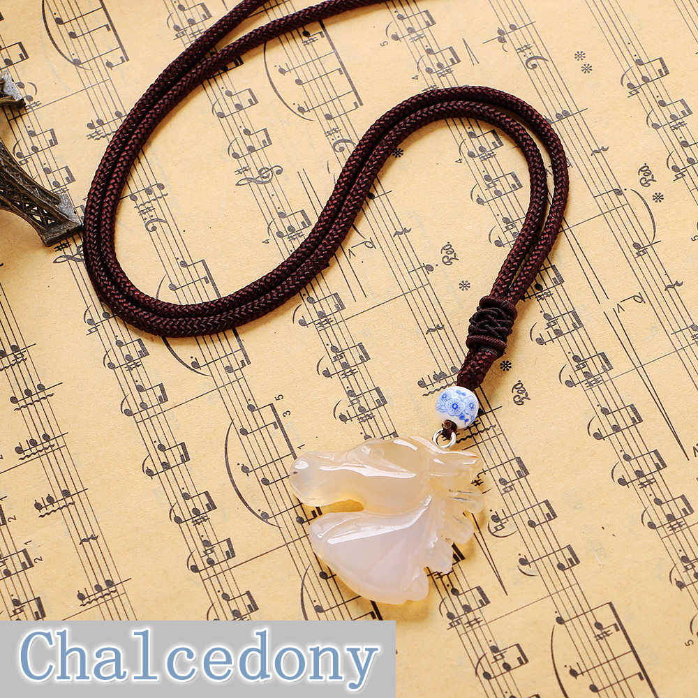 Men Women Nature Opal Horse Head Necklace Pendant Fashion Fine Chalcedony Girls Love Horse Gift Animal Shape Jewelry