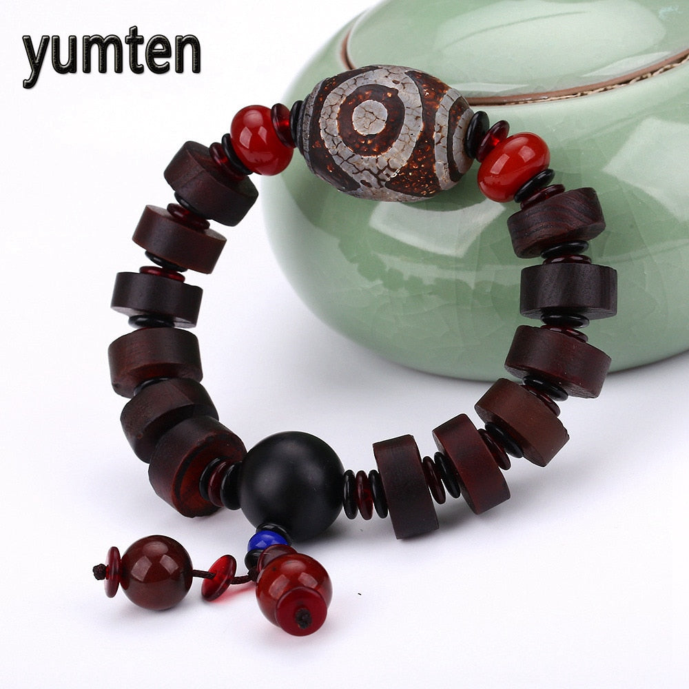 Men's Bracelet Retro Style Natural Black Agate Jewelry Gift Gem Bead Feyenoord Cozinha Jesus Hemp Plants Wholesale 5 PCS