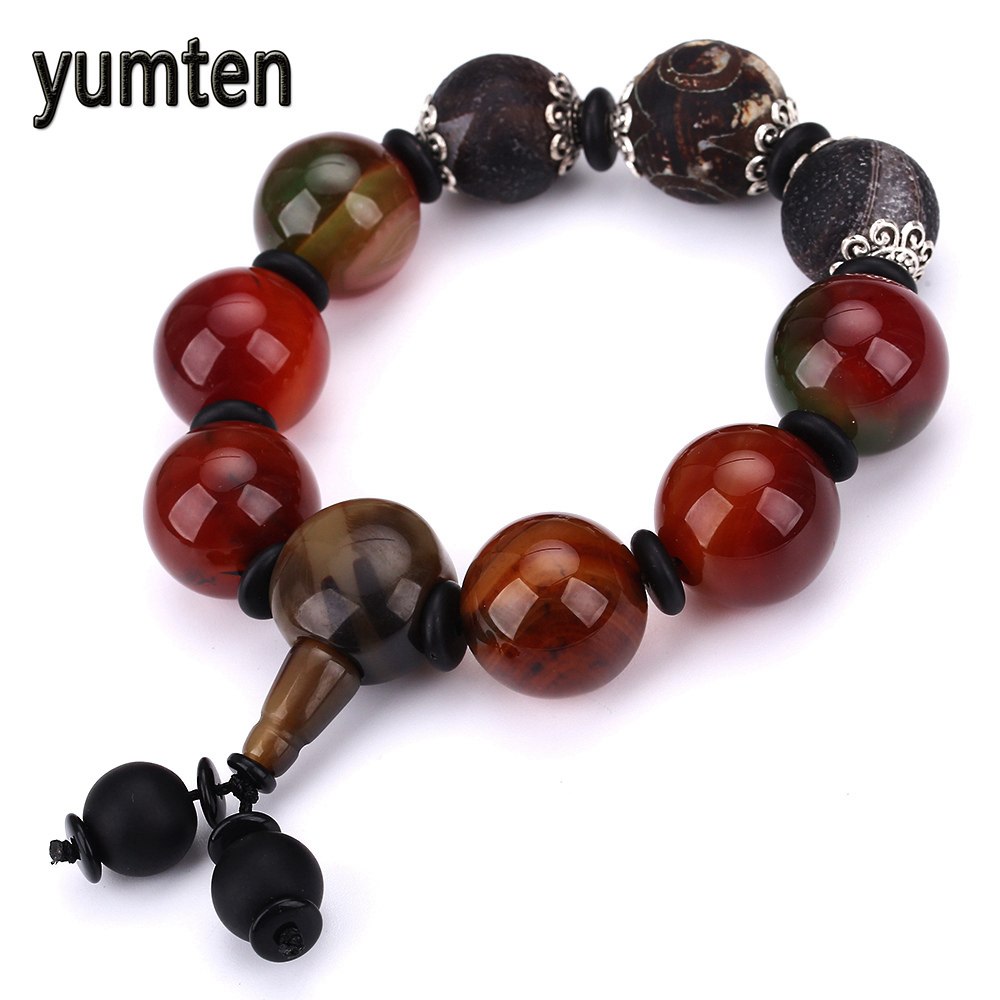 Men's Fashion Bracelet Natural Black Agate Jewelry Popular Gem Gift Beadslgbt Feyenoord Cozinha Love Handmade Dragon