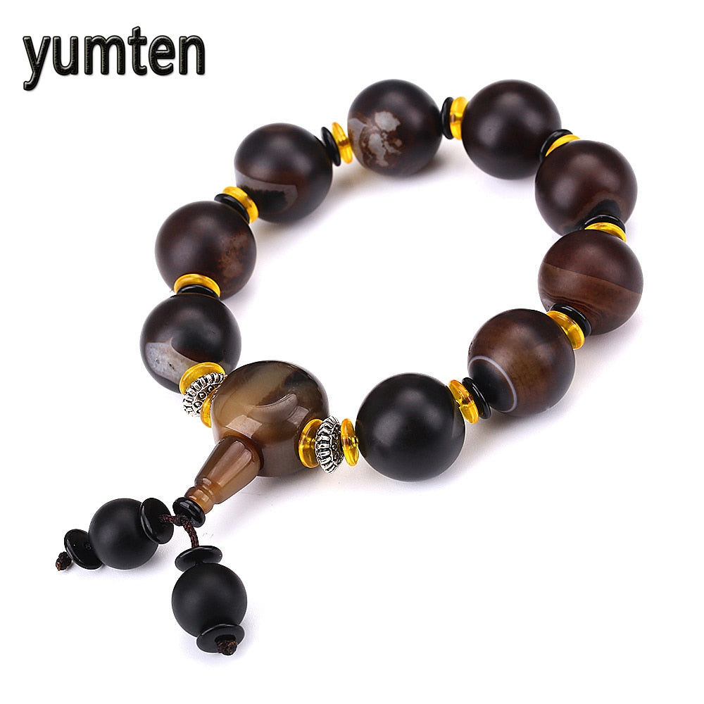 Men's Fashion Bracelet Natural Stone Jasper Retro Jewelry Power Chakra Healing Round Balance Beads Horse Erkek Bileklik