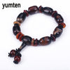 Natural Agate Bead Bracelet Men Hand Chain Casual Male Jewelry Anniversary Accessories Geometric Red Beading Black Spacer