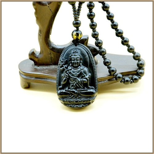 Natural Black Obsidian Buddha Pendant Necklace Trendy Women's Jewelry Bead Necklace Jade Woman Men Crystal Necklaces Buda