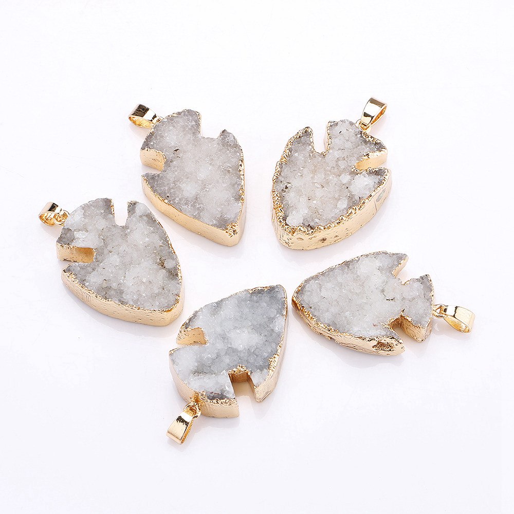 Natural Crystal Necklace Pendant Water Droplets Charms Plated Leather Crystal Choker Moonstone Sweater Chain Necklace