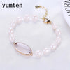 Natural Pearl Powder Crystal Pearl Bracelet Rose Quartz Ball Cute Party Women Strand Bracelets Jewelry B013