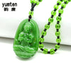 Natural Green Jade Buddha Pendants Necklace Patron Saint Lucky Buddha Crystal Trendy Necklaced Women Men Unisex Jewelry