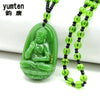 Natural Green Jade Buddha Pendants Necklace Patron Saint Lucky Buddha Crystal Trendy Necklaced Women Men Unisex Jewelry