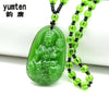 Natural Green Jade Buddha Pendants Necklace Patron Saint Lucky Buddha Crystal Trendy Necklaced Women Men Unisex Jewelry