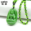 Natural Green Jade Buddha Pendants Necklace Patron Saint Lucky Buddha Crystal Trendy Necklaced Women Men Unisex Jewelry