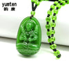 Natural Green Jade Buddha Pendants Necklace Patron Saint Lucky Buddha Crystal Trendy Necklaced Women Men Unisex Jewelry