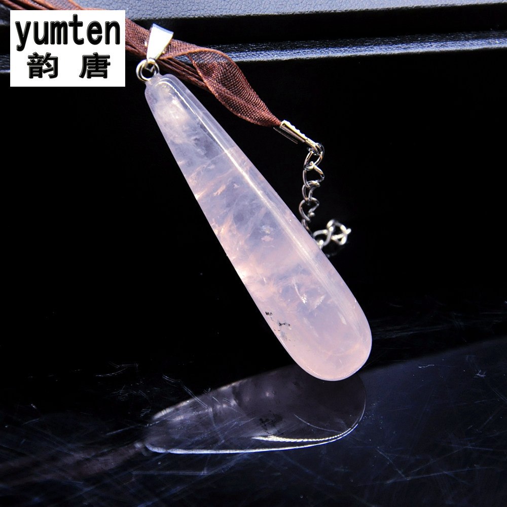 Natural Rose Quartz Big Pendant Necklaces Ribbon Necklace Rope Pendant Collares Mujer Online Shopping Bayan Kolye 2020