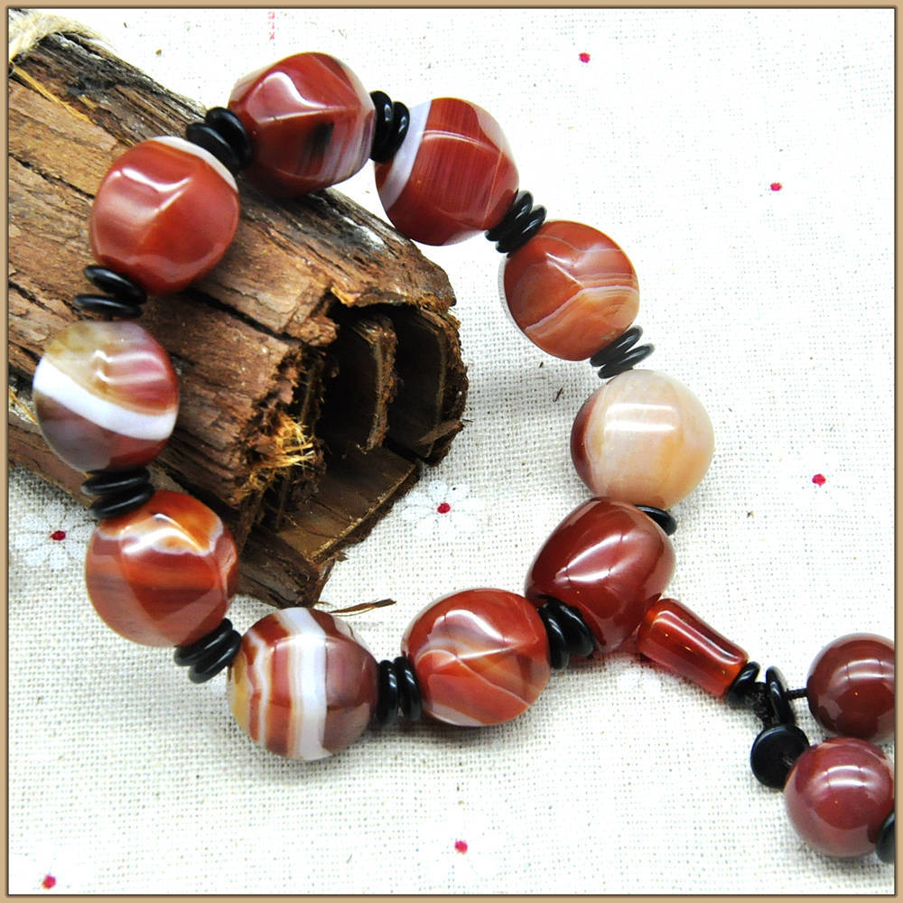 Natural Sardonyx Agate bead bracelet Women And men lovers bracelet couples bracelets Passepartout beads bracelets Jewlery