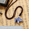 Natural Stone Elephant Pendant Rope Chain Necklace Jewelry Crystal Choker Rhinestone Malachite Tiger Eye Opal Ketting