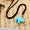 Natural Stone Elephant Pendant Rope Chain Necklace Jewelry Crystal Choker Rhinestone Malachite Tiger Eye Opal Ketting
