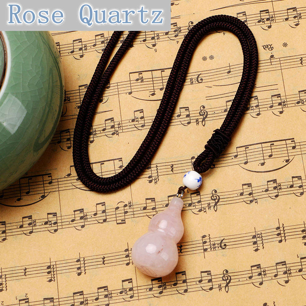 Natural Stone Tiger Eye Garnet Onyx Gemstone Pendant Black Cord Chain Necklace Ancient Gourd Long Necklace Turquoise Gift