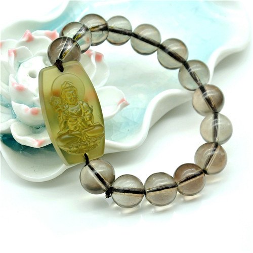 Natural Stones Smoky Quartz Bracelet Buddha Wmoen And Men Strand Bracelets Unisex Crystal Bracelets Figure Bracelet 2020