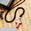 Nature Opal Gemstone Pendant Rope Chain Crystal Necklace Hot Sale New Fashion Classic Style Agate Cross Christian Jewelry