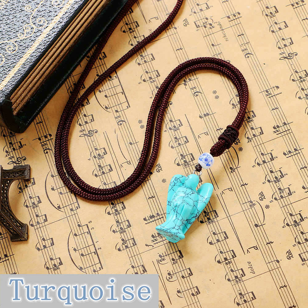 Nature Opal Pendant Handmade Angel Shape Charms Jewelry For Women Men Turquoise Agate Necklace Fashion Accessories