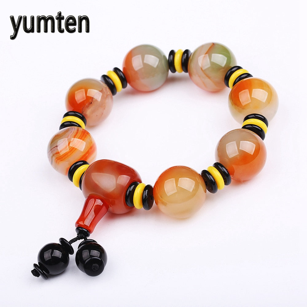 Nature Stone Beads Men Big Bracelets Charms Agate Bracelet Homme Gemstone Jewellery Pulseira Masculina Erkek Bileklik