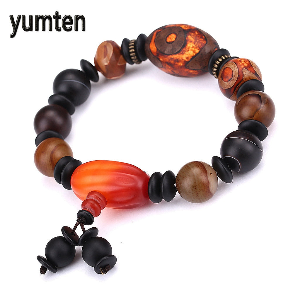 New Men Bracelet Charms Nature Agate Handmade Fashion Stone Jewellery Male Lucky Dzi Beads Gemstone Big Bracelets Gifts