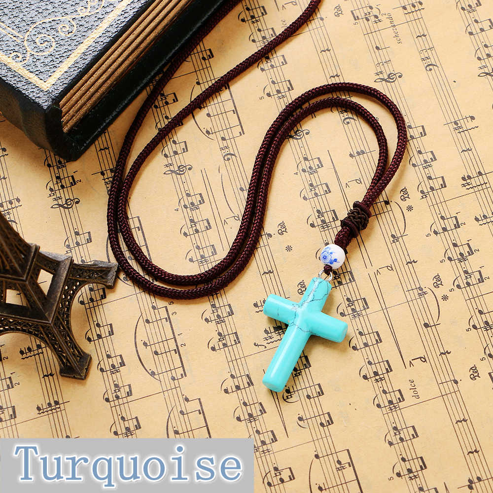 Party Men Necklace Women Christian Cross Pendant Natural Crystal Fine Jewelry Csgo Corrente Masculina Collar Chocker Bts