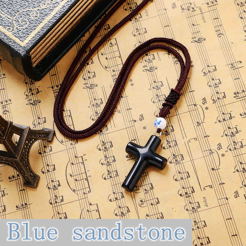 Party Men Necklace Women Christian Cross Pendant Natural Crystal Fine Jewelry Csgo Corrente Masculina Collar Chocker Bts