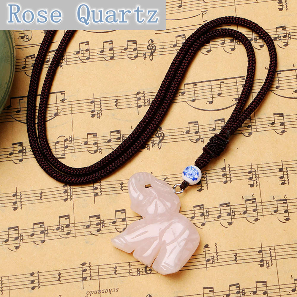 Party Necklace Elephant Pendant Crystal Natural Stone Jewelry Gem Peridot Opal Teen Wolf Stainless Steel Sieraden Moon