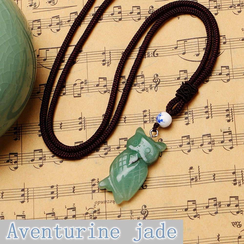 Party Necklace Owl Pendant Crystal Natural Stone Jewelry Gem Sweater Chain Peridot Opal Teen Wolf Sieraden Moon Steampunk