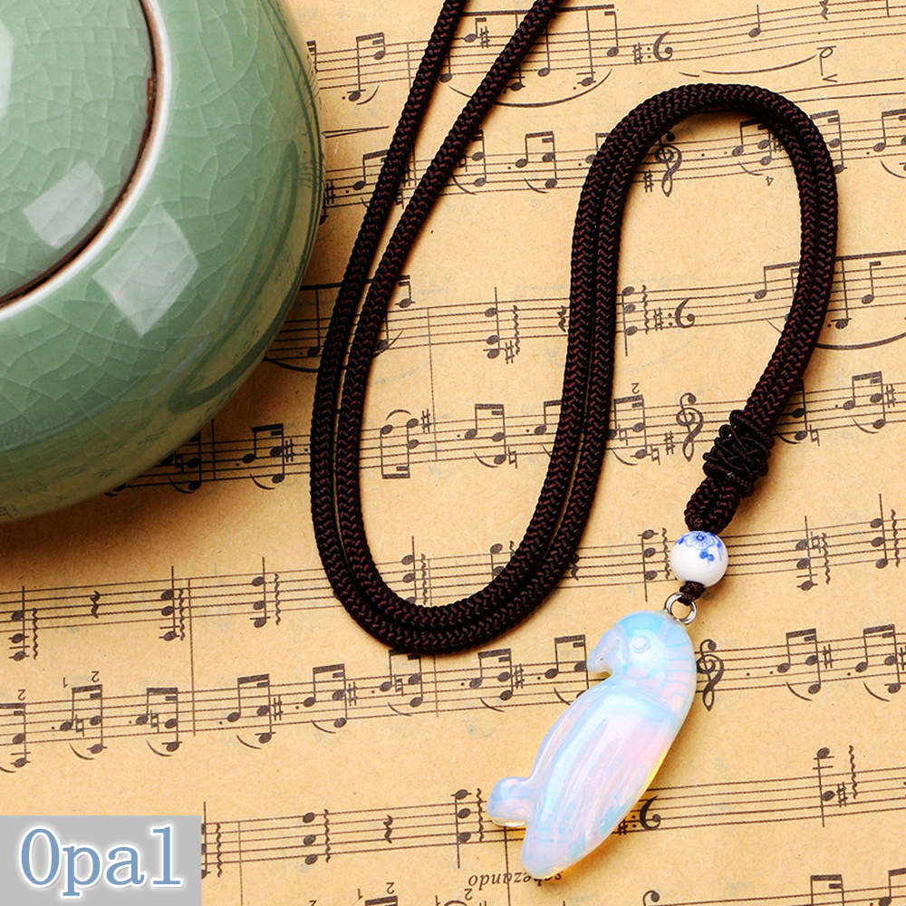 Party Necklace Parrot Pendant Woman Color Natural Stone Jewelry Gem Peridot Octopus Minimalist Fashion Collier Femme