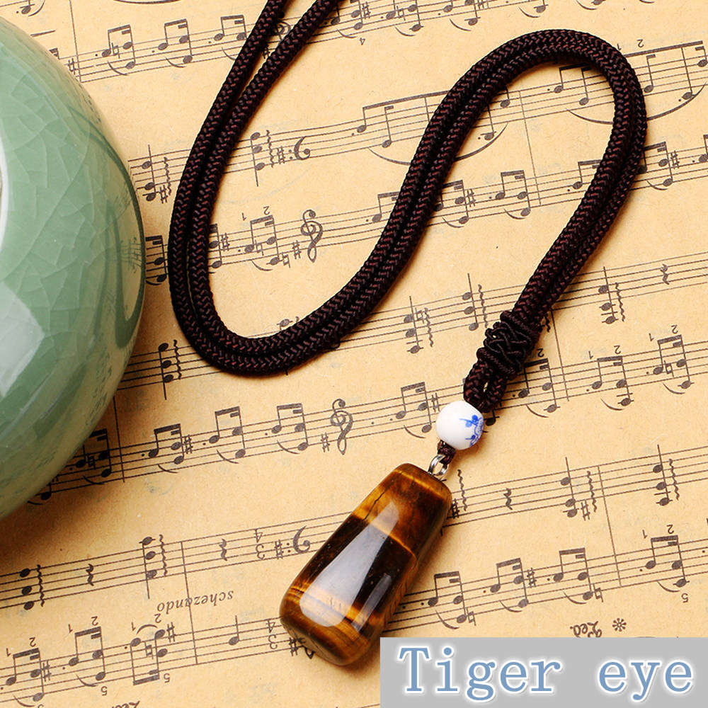 Party Necklace Square Pendant Crystal Natural Stone Woman Jewelry Gem Sweater Chain Peridot Opal Moon Steampunk Teen Wolf