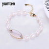 Pearl Bracelet Infinity Women Fine Jewelry Stone Water Drops Rose Quartz Crystal Silver Clasp Accessories Slave Gift Bag