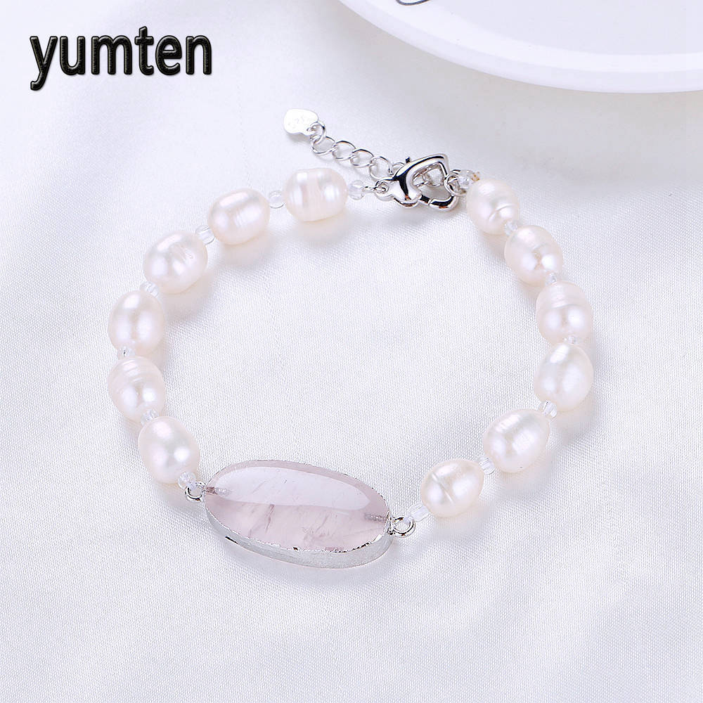 Pearl Jewlery Bracelets For Women Men Natural Pearls Bracelet Trendy Diy Rose Quartz Pendant Bracelets Jewelry