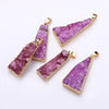 Pendant Triangle 100%Natural Crystal Charms Necklace Gilded Gemstone Fine Ladies Jewelry Quartz Rock Crystal Growth Lines