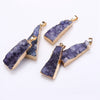 Pendant Triangle 100%Natural Crystal Charms Necklace Gilded Gemstone Fine Ladies Jewelry Quartz Rock Crystal Growth Lines