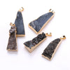 Pendant Triangle 100%Natural Crystal Charms Necklace Gilded Gemstone Fine Ladies Jewelry Quartz Rock Crystal Growth Lines