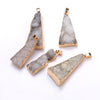 Pendant Triangle 100%Natural Crystal Charms Necklace Gilded Gemstone Fine Ladies Jewelry Quartz Rock Crystal Growth Lines
