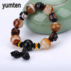 Popular Bracelets Men Fashion Lucky Beads Natural Grey Agate Jewelry Accessories Handmade Indian Jewelry Wholesale 5 PCS