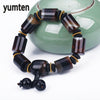 Popular Jewelry Men Bracelets Natural Old Agate Survival Exaggeration Handmade Stainless Steel Bracelet Wholesale 5 PCS