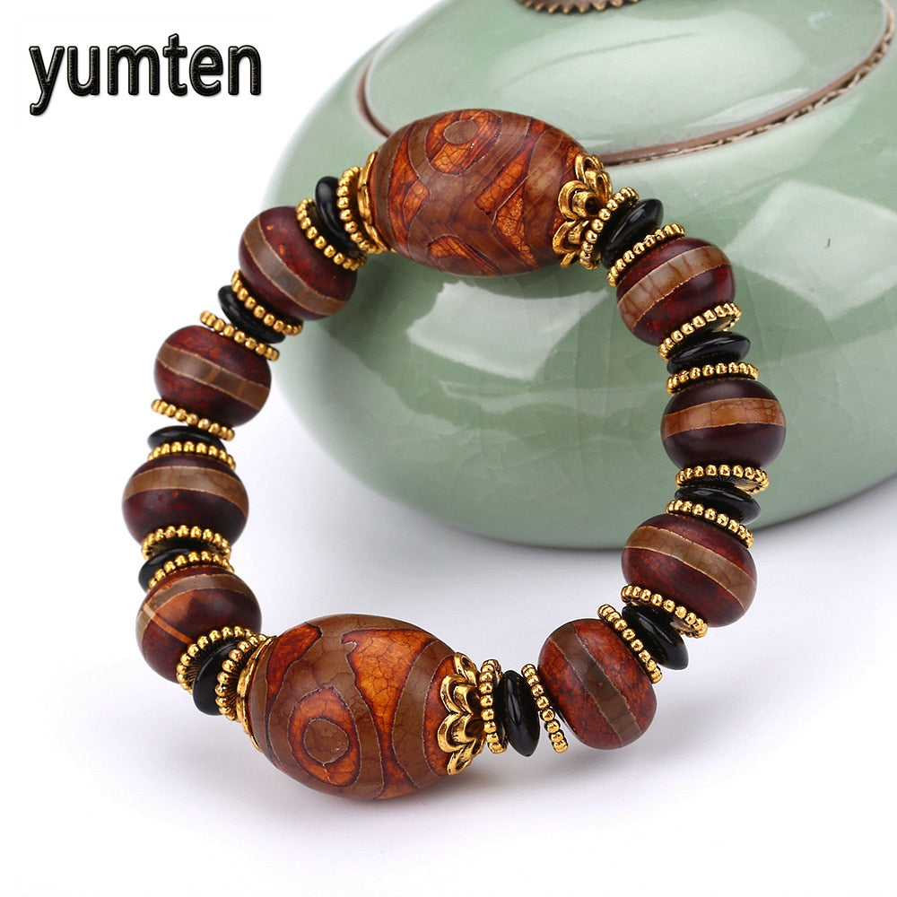 Popular Men's Bracelet Natural Picture Stone Jewelry Fashion Gem Accessories Beads Lgbt Gift Men Wholesale 5 PCS