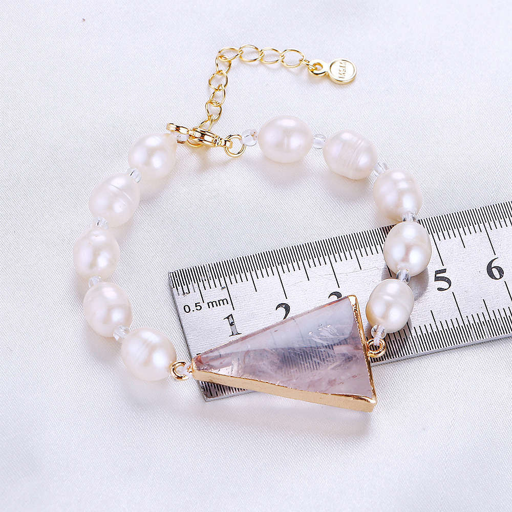 Real Pearl Bracelets For Women Natural Pearl Bracelet Rose Quartz Fashion Elegant Charm Luxurious Jewelry OL