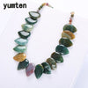 Red Jasper Leaf Big Necklace Women Flower Pendant Reiki Stone Jewelry Chain Parure Bijoux Femme Collares Ketting Colares