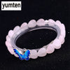 Rose Quartz Heart Bracelets For Women 925 Silver Butterfly Ladies Fashion Gifts Charm Gemstone Bracelet Manchette Femme