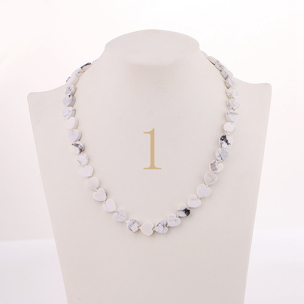 Rose Quartz Necklace Love Heart Choker Pink Crystal Jewelry Women Bead Chain Vintage Femme Accessories Turquoise Bijoux