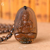 Smoky Quartz Necklace Pendant Natural Stone Buddha Guardian Bead Chain Lucky Gift Crystal Carved Women Jewelry Men Boho