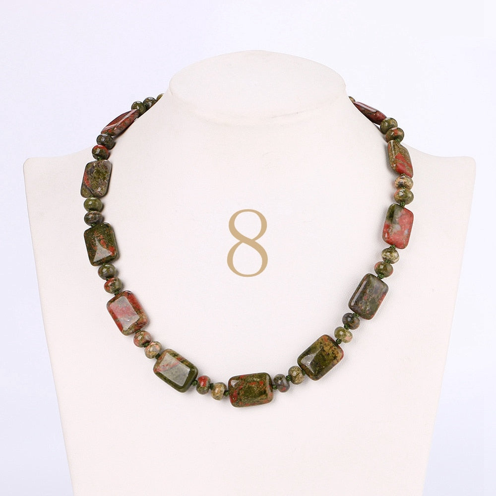 Tiger Eye Necklace Men Choker Bead Chain Natural Stone Square Jewelry Popular Male Accessories Correntes Masculino Reiki