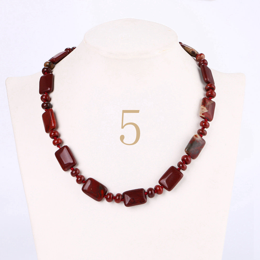 Tiger Eye Necklace Men Choker Bead Chain Natural Stone Square Jewelry Popular Male Accessories Correntes Masculino Reiki