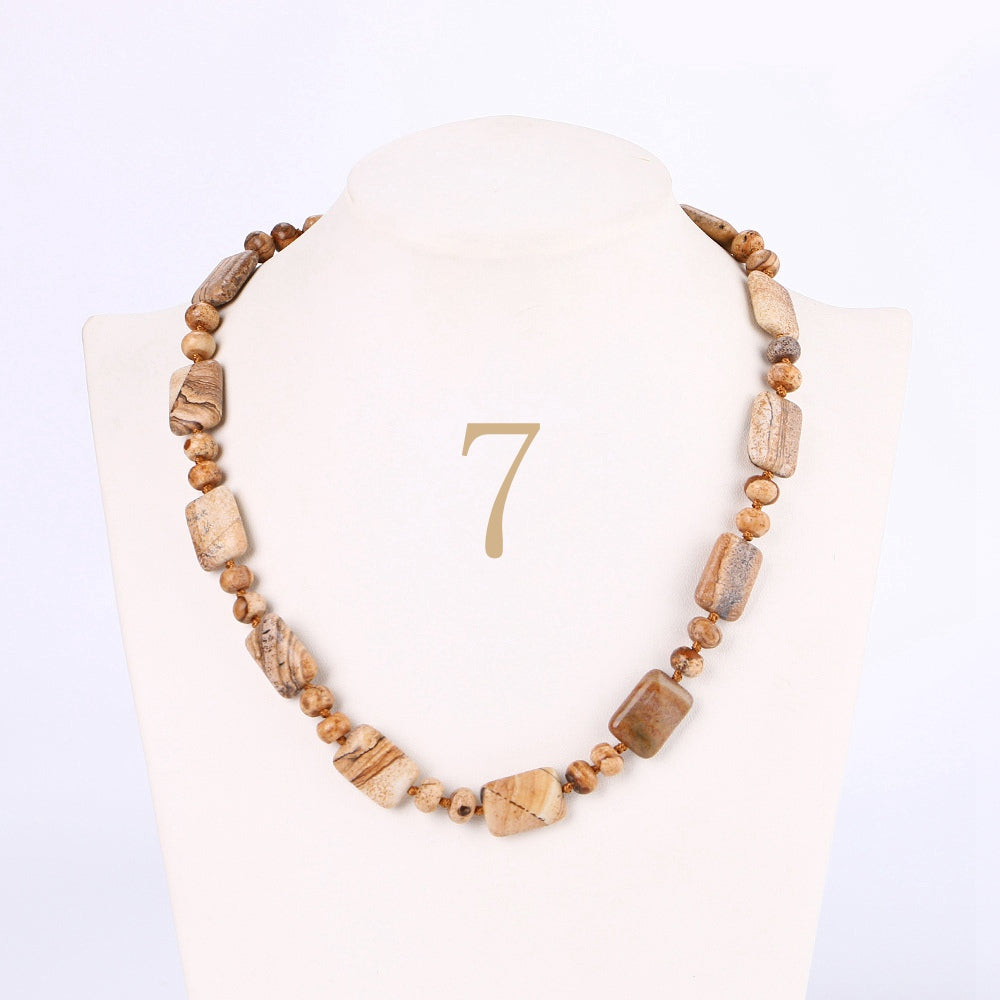 Tiger Eye Necklace Men Choker Bead Chain Natural Stone Square Jewelry Popular Male Accessories Correntes Masculino Reiki