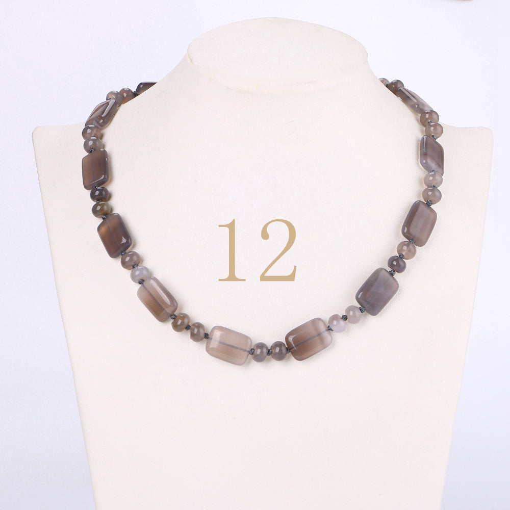 Tiger Eye Necklace Men Choker Bead Chain Natural Stone Square Jewelry Popular Male Accessories Correntes Masculino Reiki