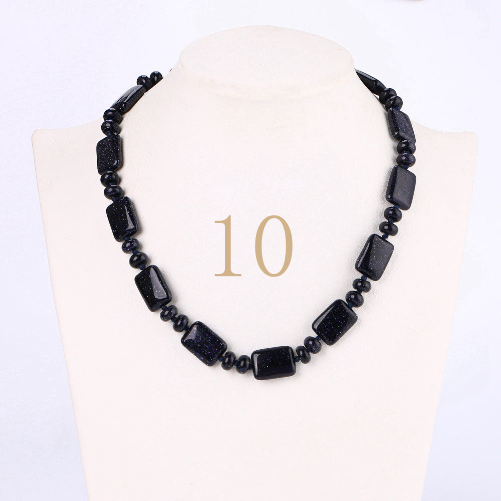 Tiger Eye Necklace Men Choker Bead Chain Natural Stone Square Jewelry Popular Male Accessories Correntes Masculino Reiki